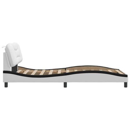 Bedframe met LED-verlichting kunstleer wit en zwart 100x200 cm