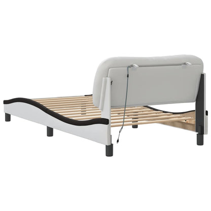 Bedframe met LED-verlichting kunstleer wit en zwart 100x200 cm