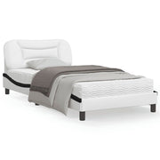 Bedframe 100x200 cm wit zwart met LED