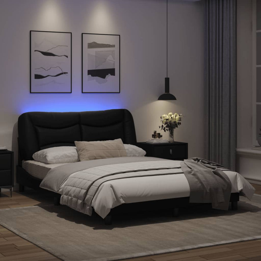 Bedframe met LED-verlichting kunstleer zwart 120x200 cm