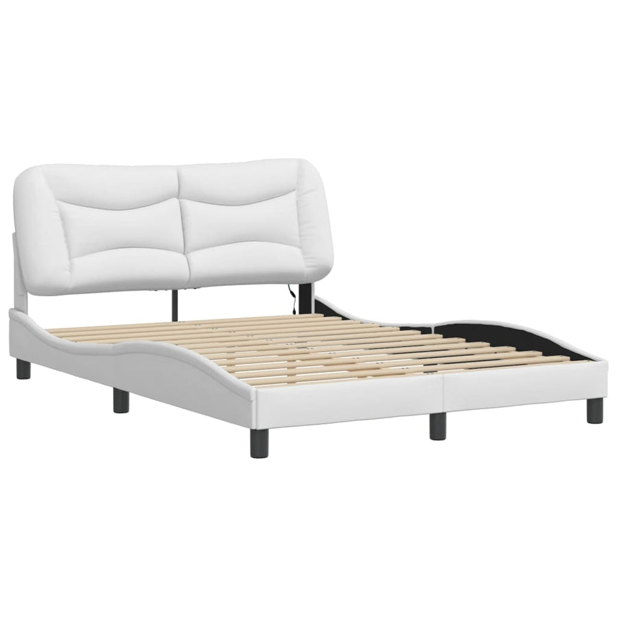 Bedframe met LED-verlichting kunstleer wit 120x200 cm