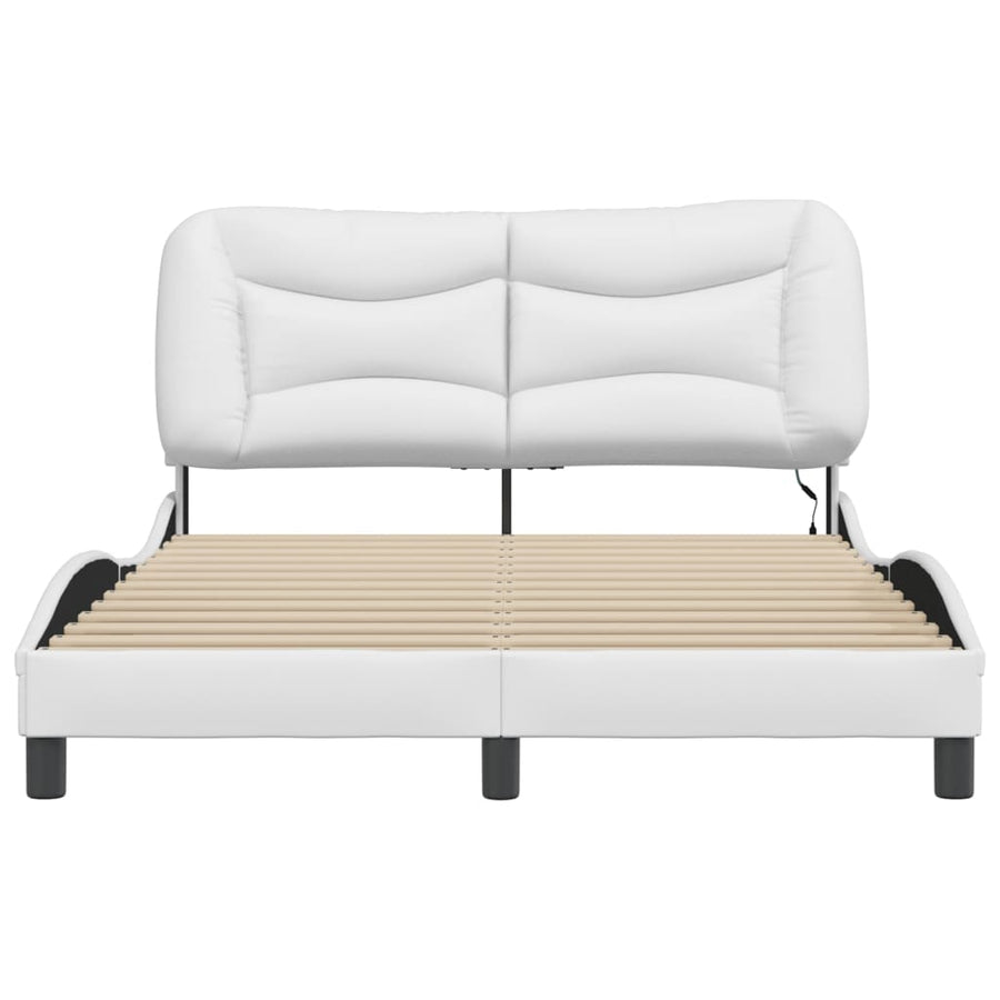 Bedframe met LED-verlichting kunstleer wit 120x200 cm