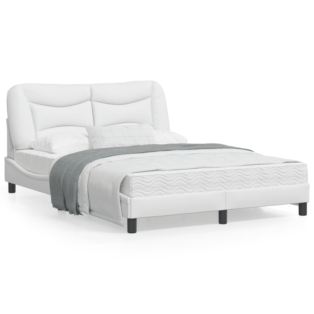 Bedframe met LED-verlichting kunstleer wit 120x200 cm