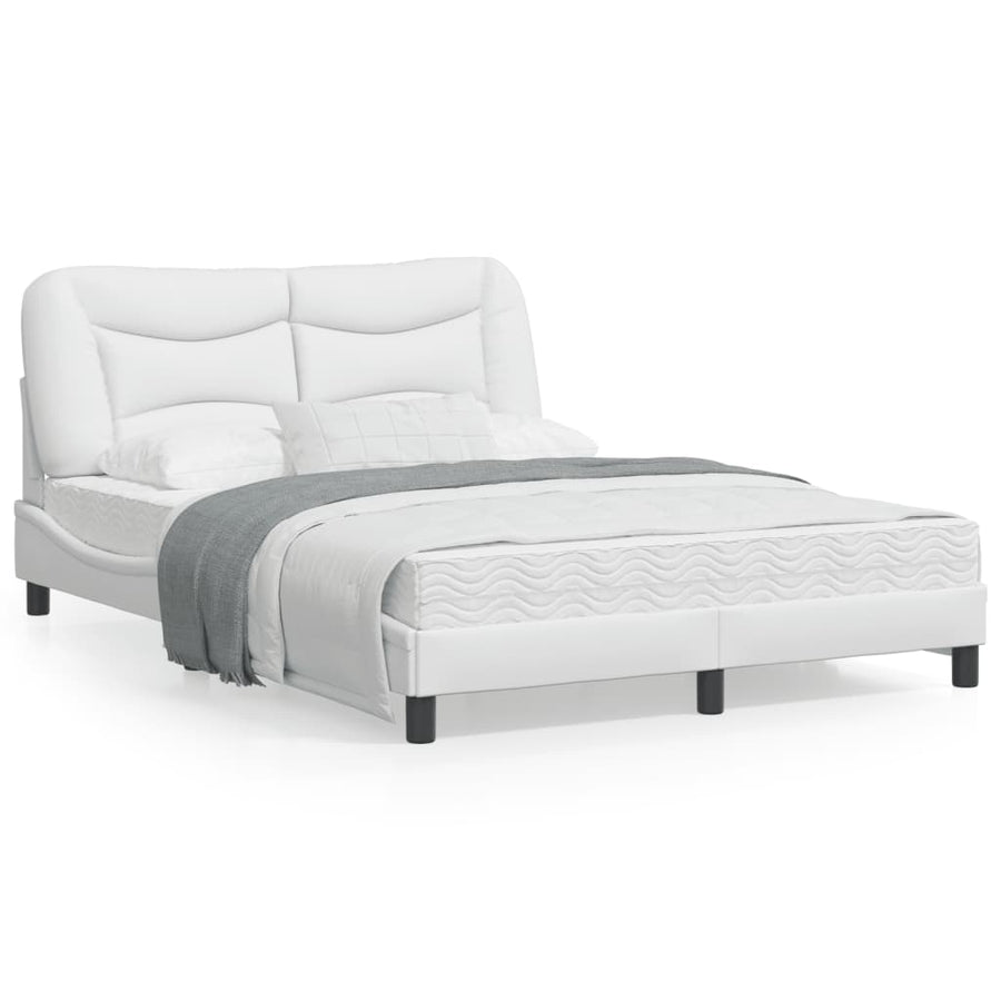 Bedframe met LED-verlichting kunstleer wit 120x200 cm