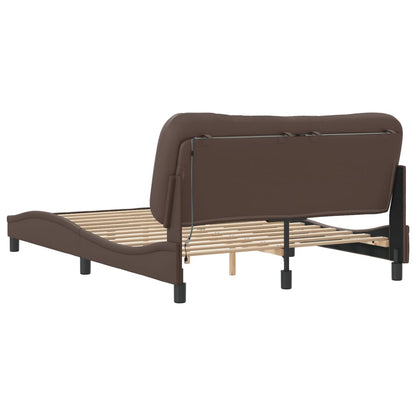 Bedframe met LED-verlichting kunstleer bruin 120x200 cm