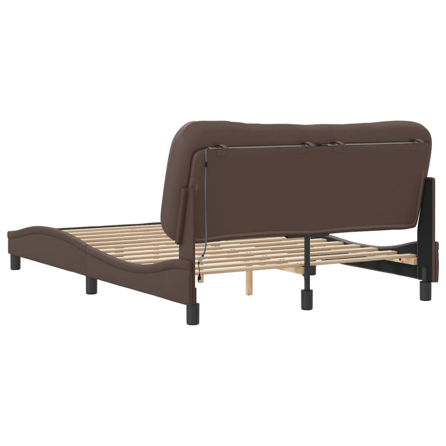 Bedframe met LED-verlichting kunstleer bruin 120x200 cm