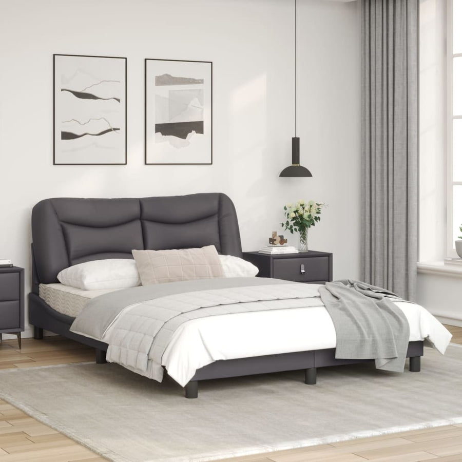Bedframe met LED-verlichting kunstleer grijs 120x200 cm
