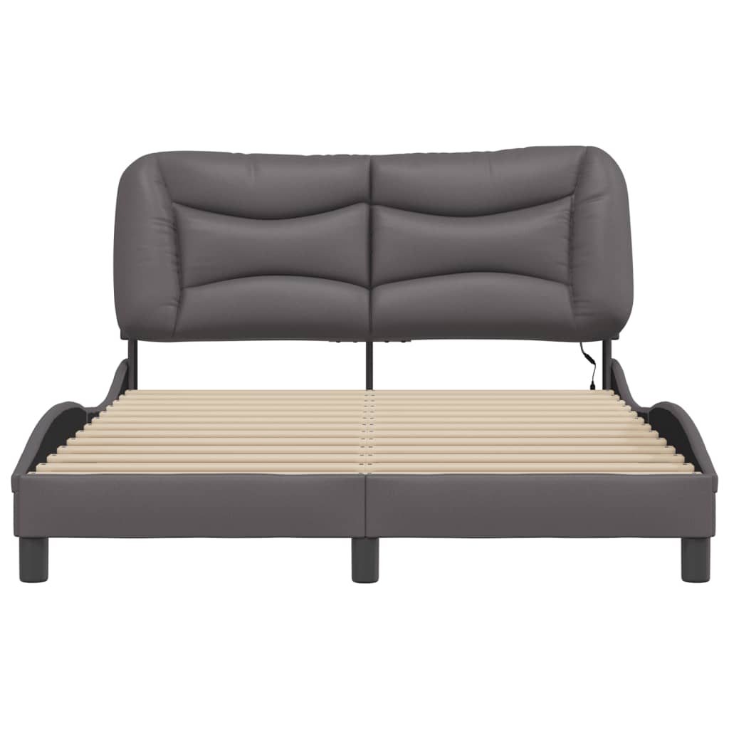 Bedframe met LED-verlichting kunstleer grijs 120x200 cm