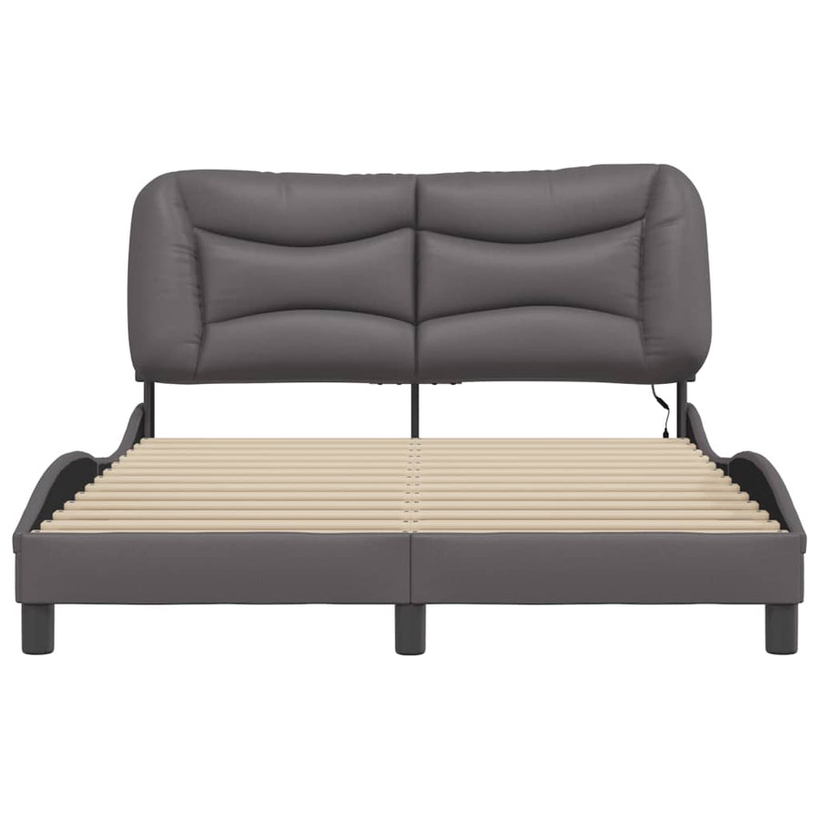 Bedframe met LED-verlichting kunstleer grijs 120x200 cm