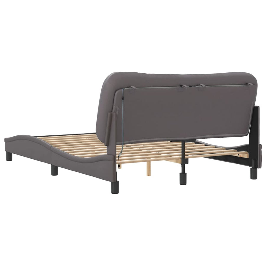 Bedframe met LED-verlichting kunstleer grijs 120x200 cm