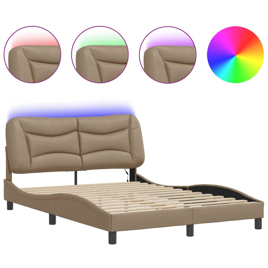 Bedframe met LED-verlichting kunstleer cappuccino 120x200 cm