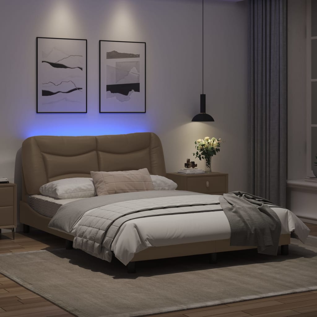 Bedframe met LED-verlichting kunstleer cappuccino 120x200 cm
