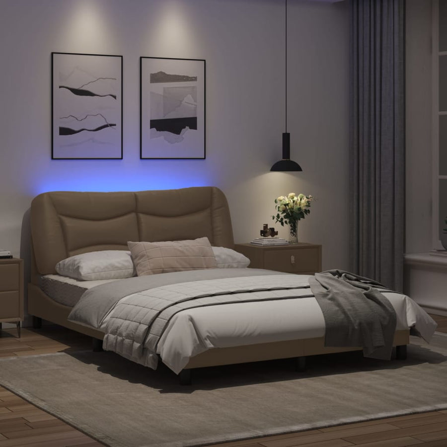 Bedframe met LED-verlichting kunstleer cappuccino 120x200 cm