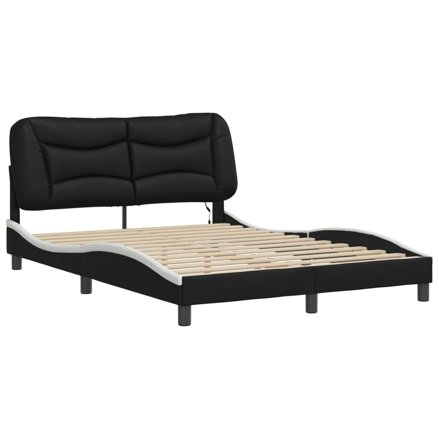 Bedframe met LED-verlichting kunstleer zwart en wit 120x200 cm