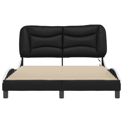 Bedframe met LED-verlichting kunstleer zwart en wit 120x200 cm