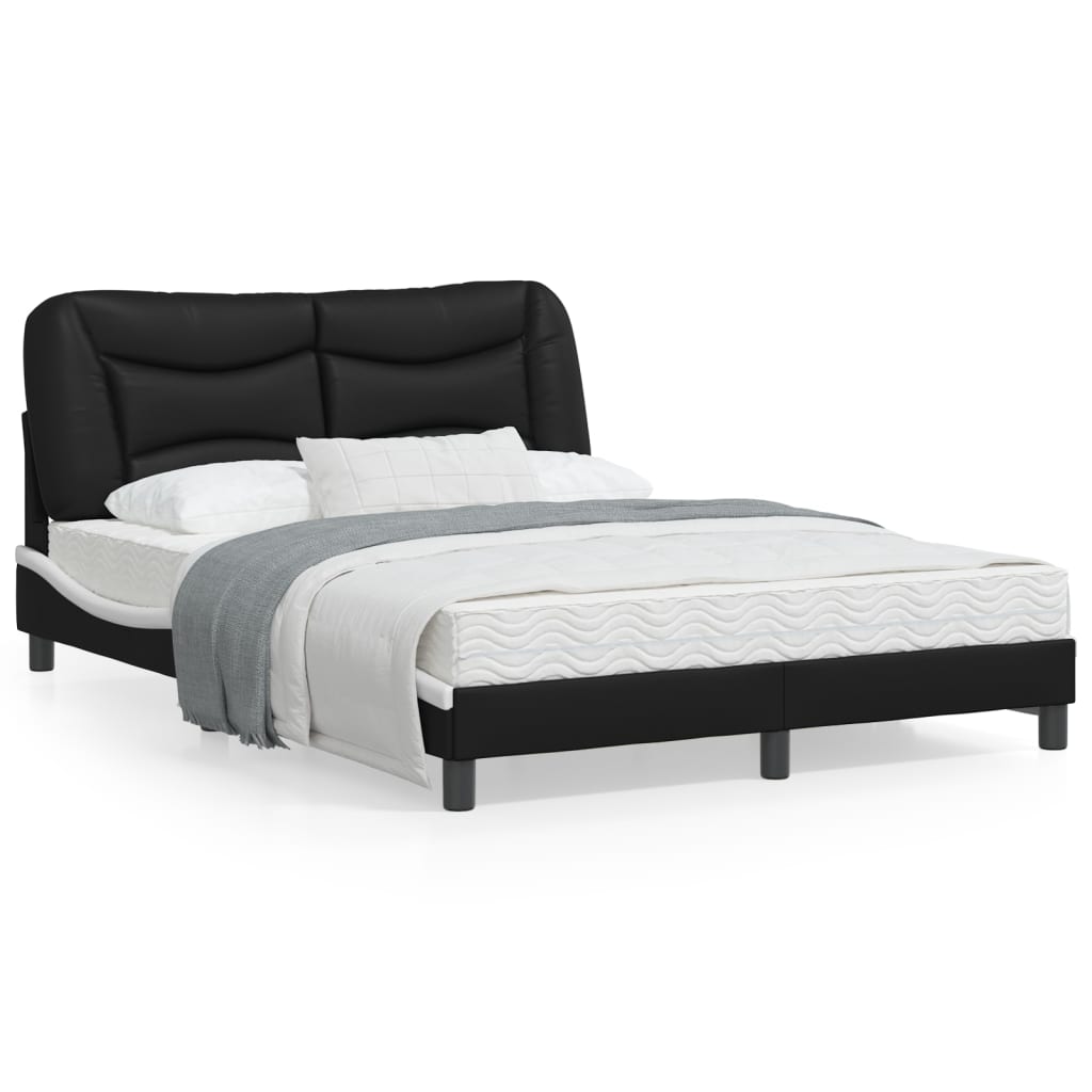 Bedframe met LED-verlichting kunstleer zwart en wit 120x200 cm