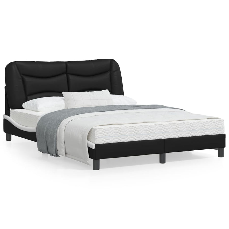 Bedframe met LED-verlichting kunstleer zwart en wit 120x200 cm