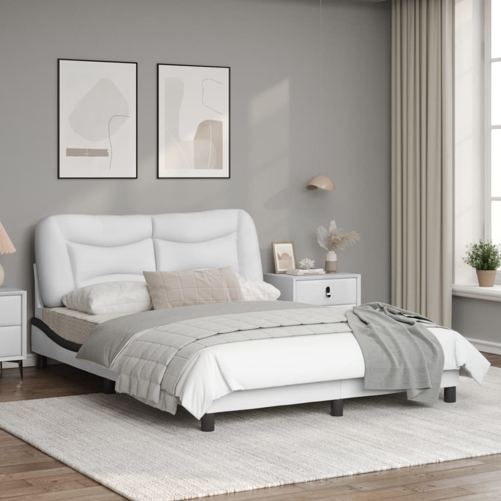 Bedframe met LED-verlichting kunstleer wit en zwart 120x200 cm