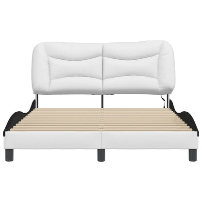 Bedframe met LED-verlichting kunstleer wit en zwart 120x200 cm