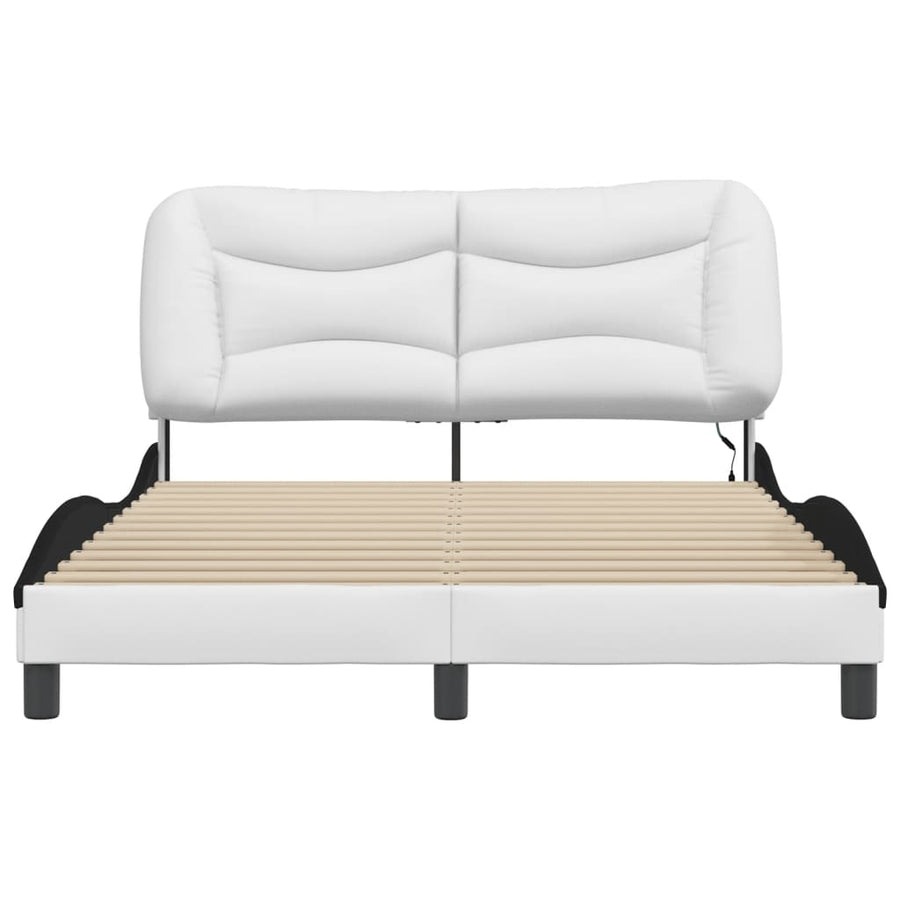 Bedframe met LED-verlichting kunstleer wit en zwart 120x200 cm