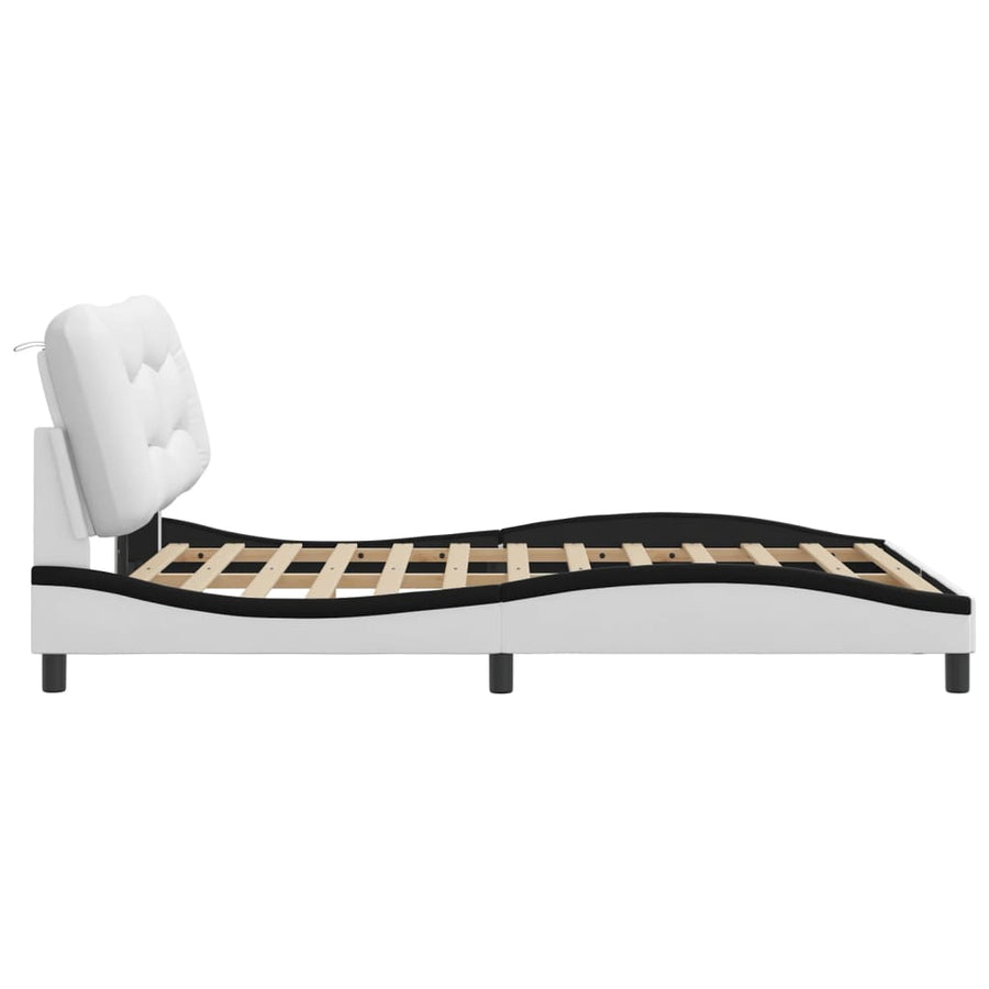 Bedframe met LED-verlichting kunstleer wit en zwart 120x200 cm