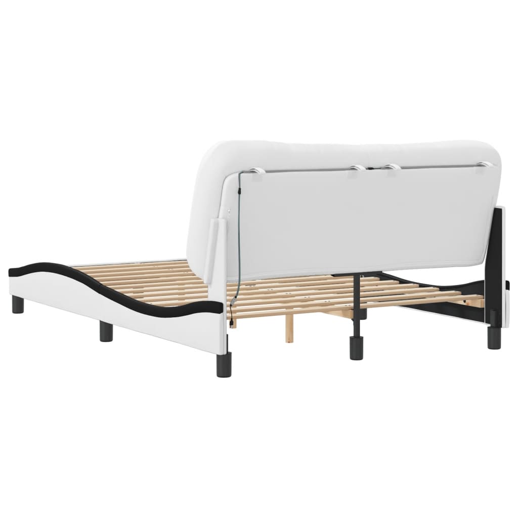 Bedframe met LED-verlichting kunstleer wit en zwart 120x200 cm