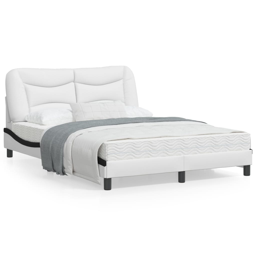 Bedframe met LED-verlichting kunstleer wit en zwart 120x200 cm