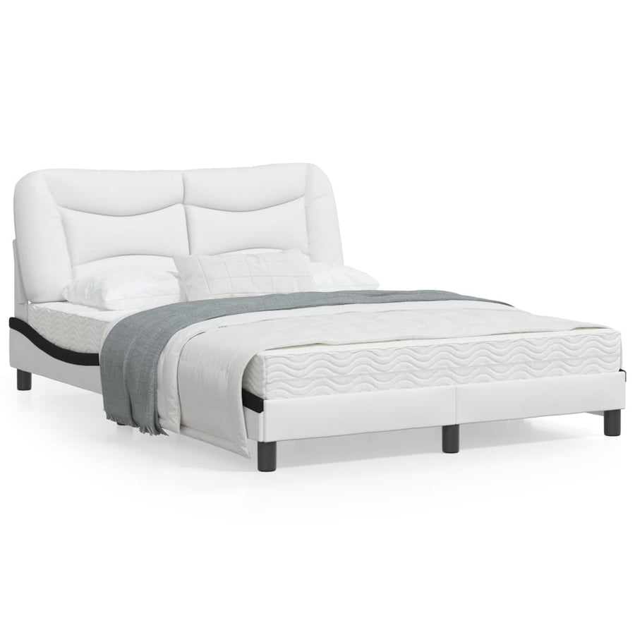 Bedframe met LED-verlichting kunstleer wit en zwart 120x200 cm