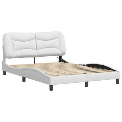 Bedframe met LED-verlichting kunstleer wit 140x190 cm