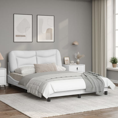 Bedframe met LED-verlichting kunstleer wit 140x190 cm