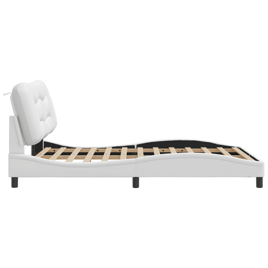 Bedframe met LED-verlichting kunstleer wit 140x190 cm
