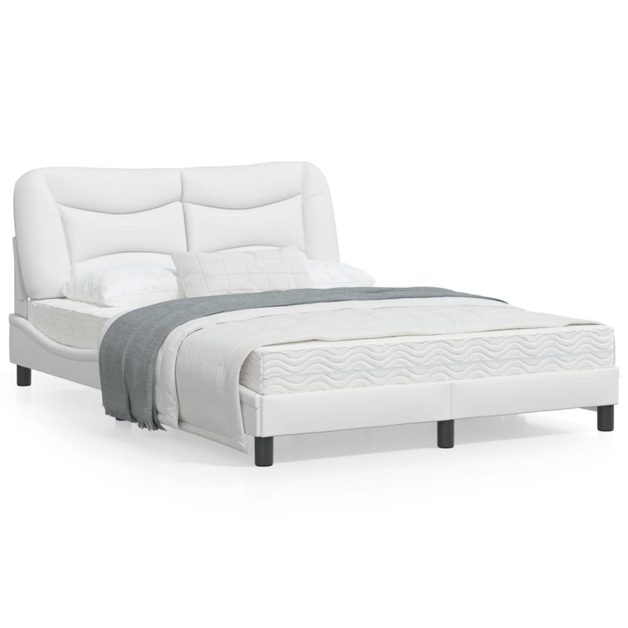 Bedframe met LED-verlichting kunstleer wit 140x190 cm