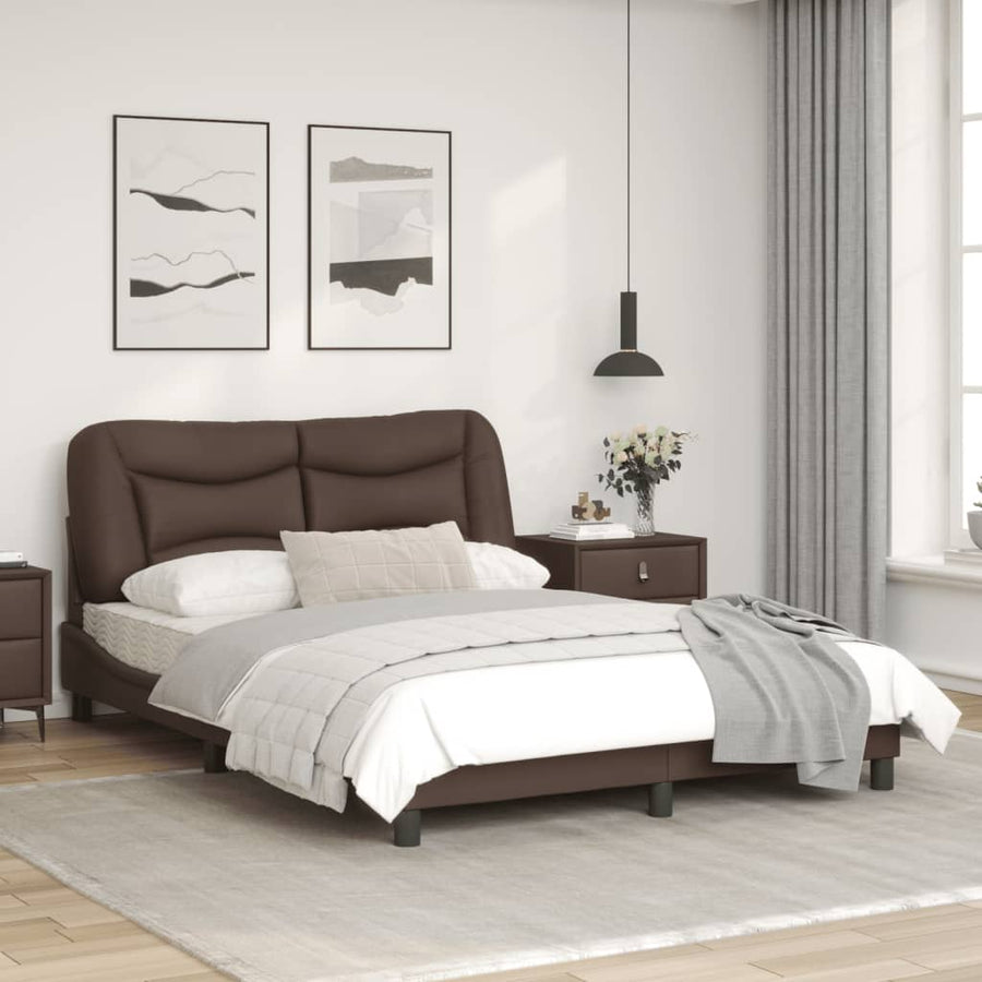 Bedframe met LED-verlichting kunstleer bruin 140x190 cm