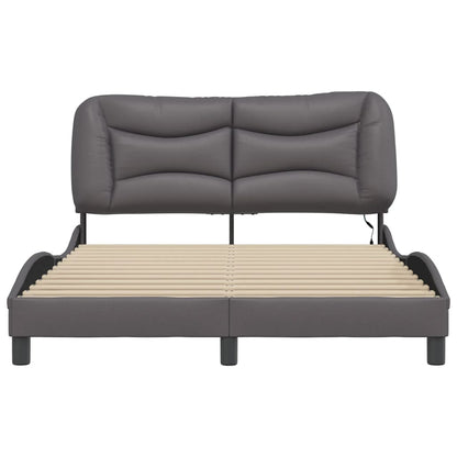 Bedframe met LED-verlichting kunstleer grijs 140x190 cm