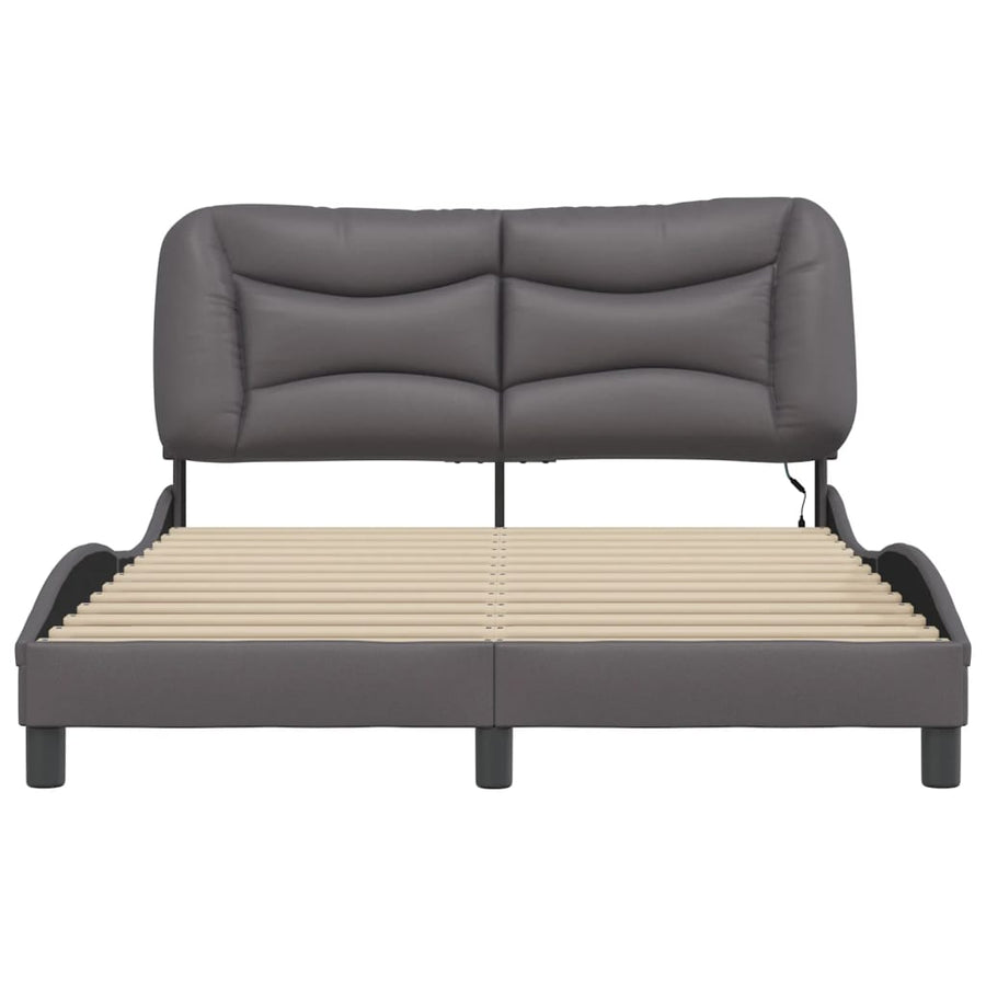 Bedframe met LED-verlichting kunstleer grijs 140x190 cm