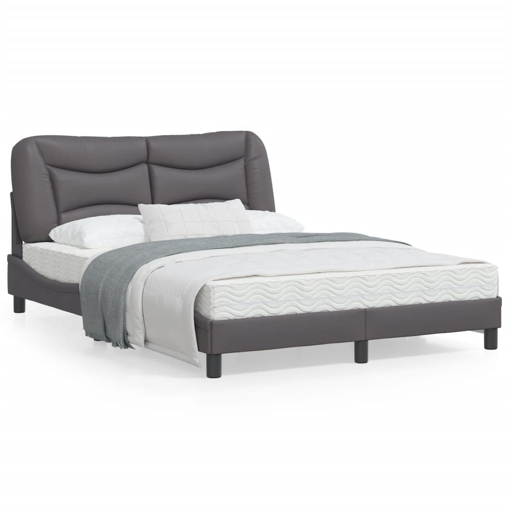 Bedframe met LED-verlichting kunstleer grijs 140x190 cm