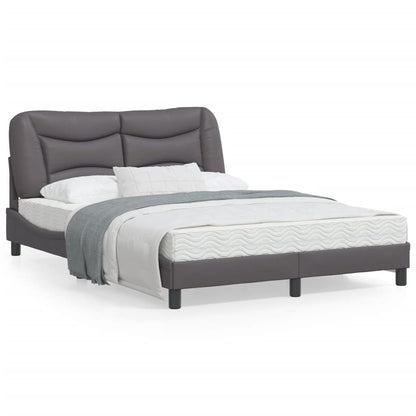 Bedframe met LED-verlichting kunstleer grijs 140x190 cm