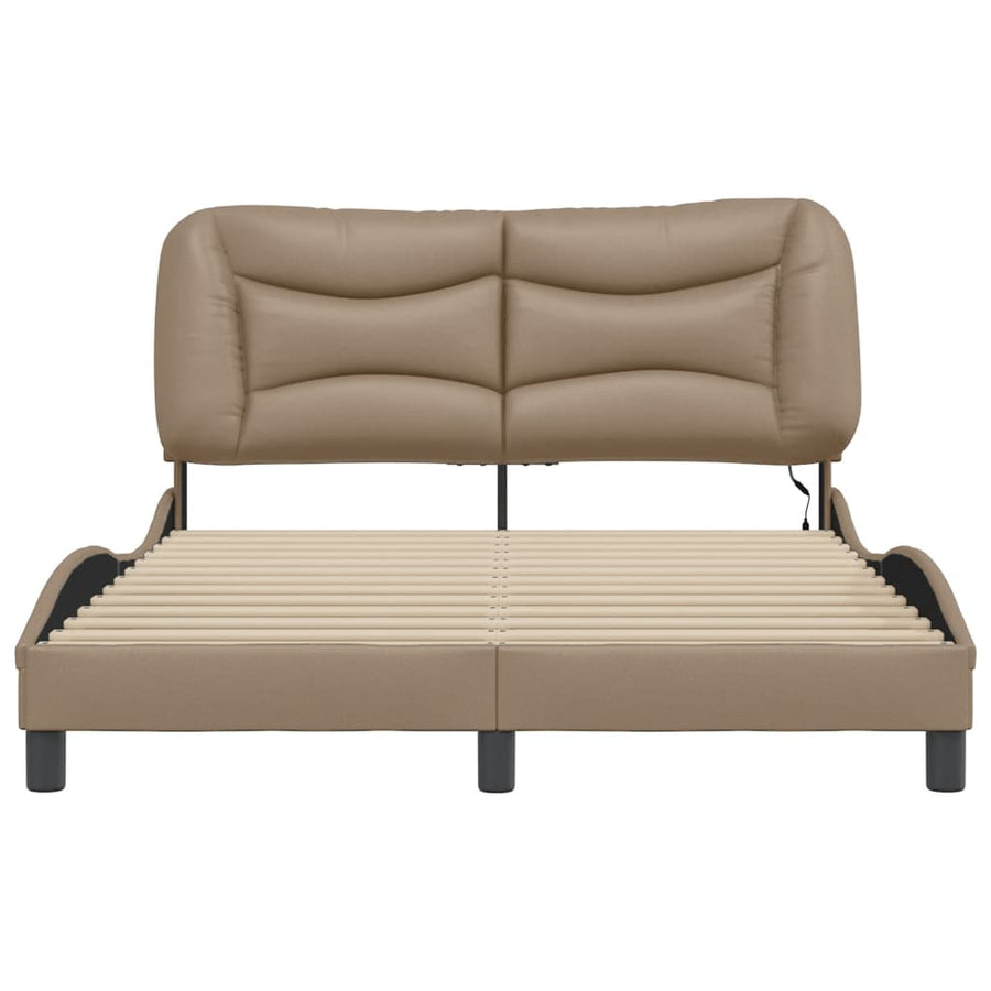Bedframe met LED-verlichting kunstleer cappuccino 140x190 cm