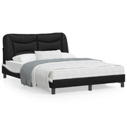 Bedframe 140x190 cm zwart wit met LED