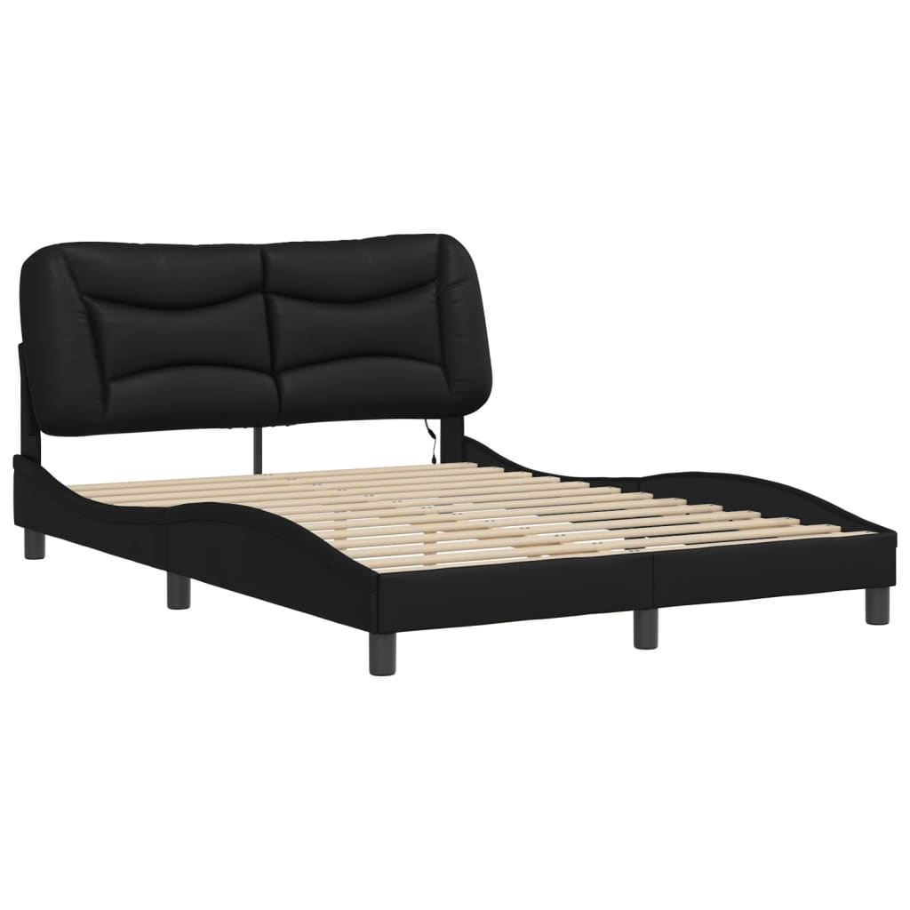 Bedframe met LED-verlichting kunstleer zwart 140x200 cm