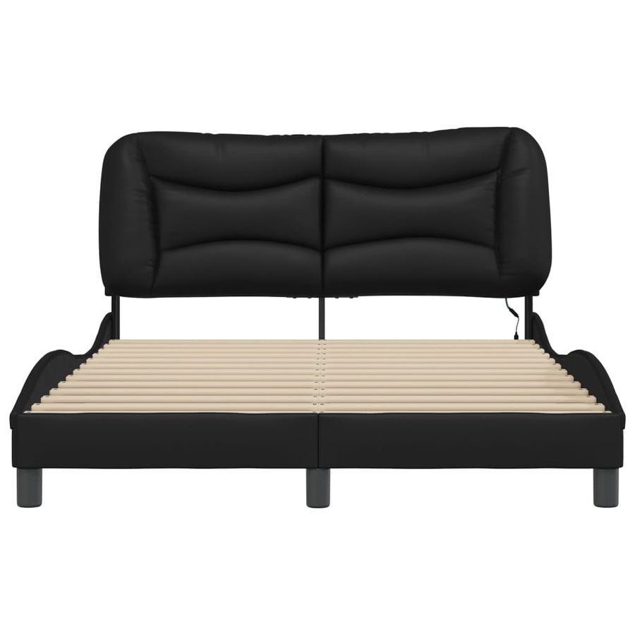 Bedframe met LED-verlichting kunstleer zwart 140x200 cm