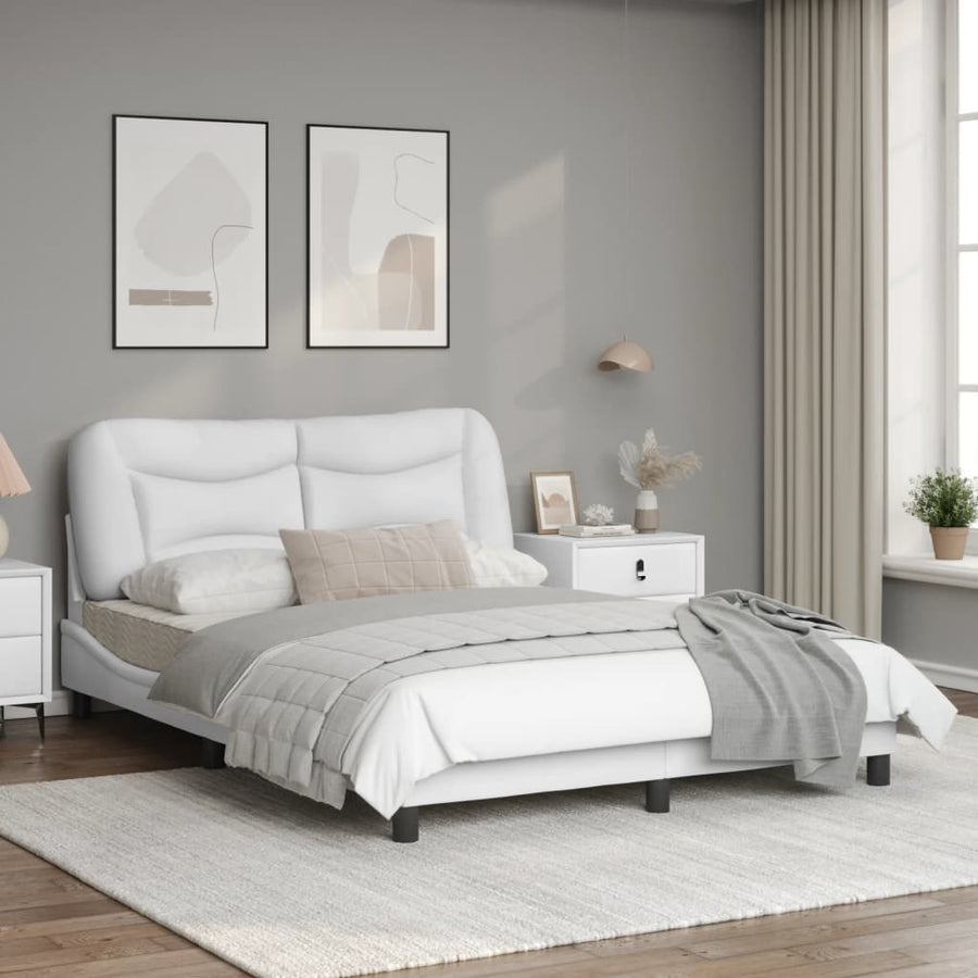 Bedframe met LED-verlichting kunstleer wit 140x200 cm