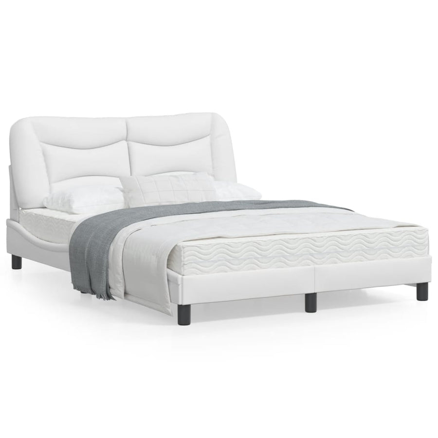 Bedframe met LED-verlichting kunstleer wit 140x200 cm