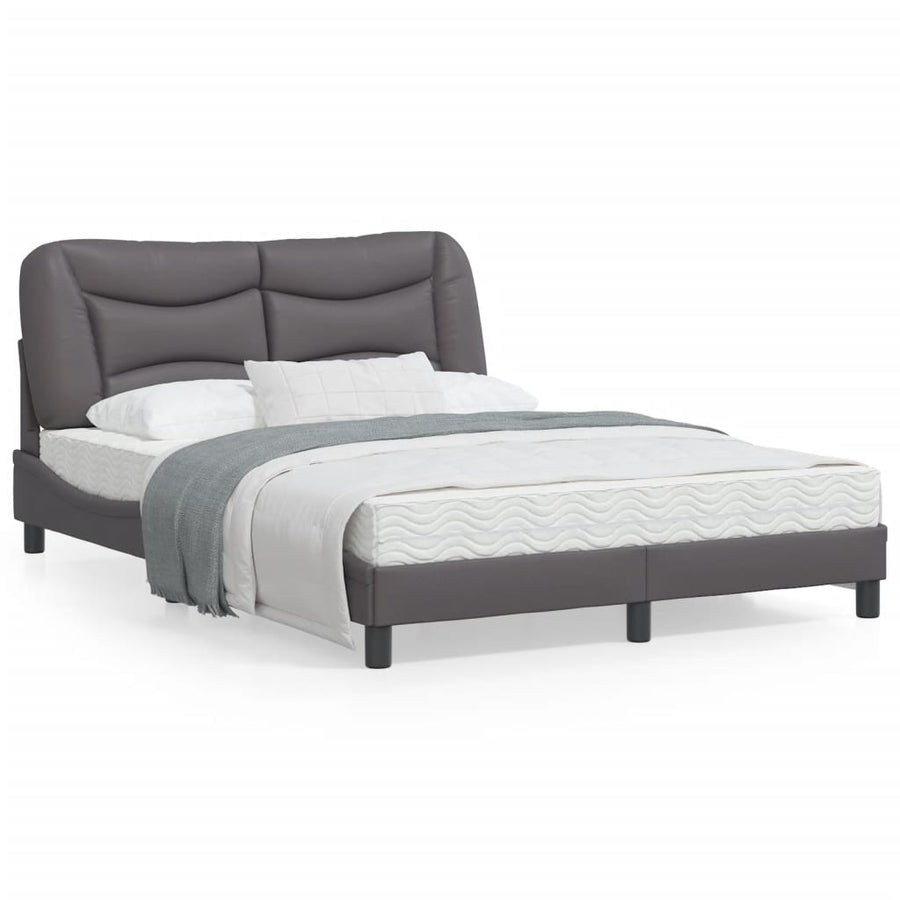 Bedframe met LED-verlichting kunstleer grijs 140x200 cm