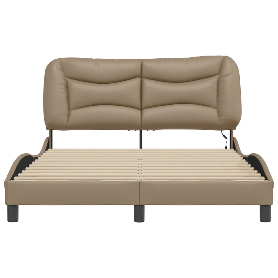 Bedframe met LED-verlichting kunstleer cappuccino 140x200 cm