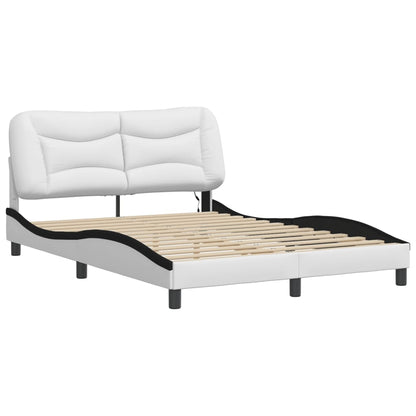 Bedframe met LED-verlichting kunstleer wit en zwart 140x200 cm