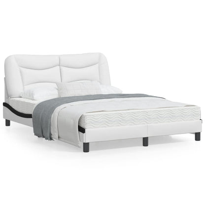 Bedframe met LED-verlichting kunstleer wit en zwart 140x200 cm