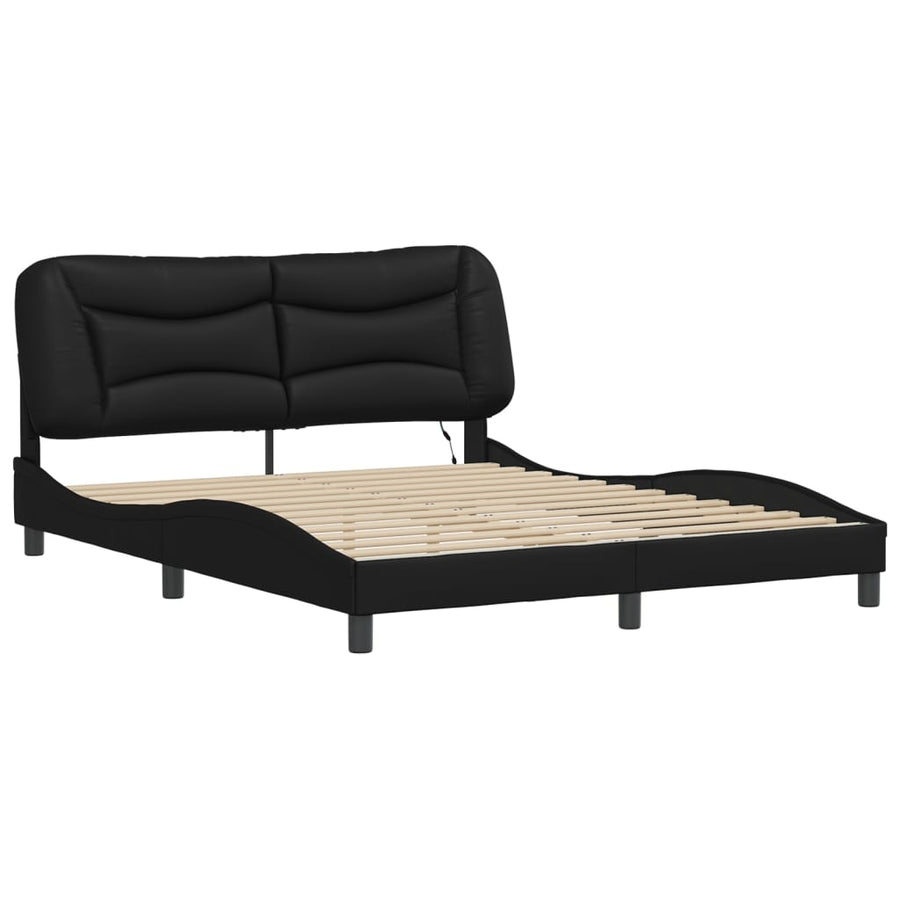 Bedframe met LED-verlichting kunstleer zwart 160x200 cm