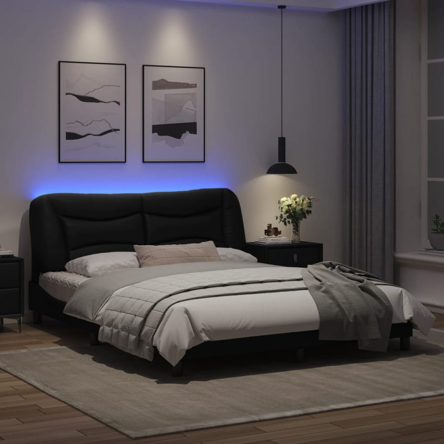 Bedframe met LED-verlichting kunstleer zwart 160x200 cm