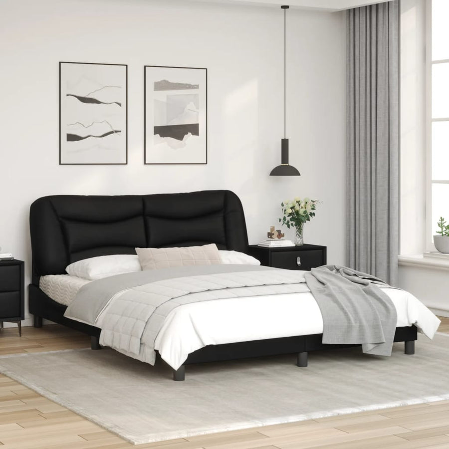 Bedframe met LED-verlichting kunstleer zwart 160x200 cm